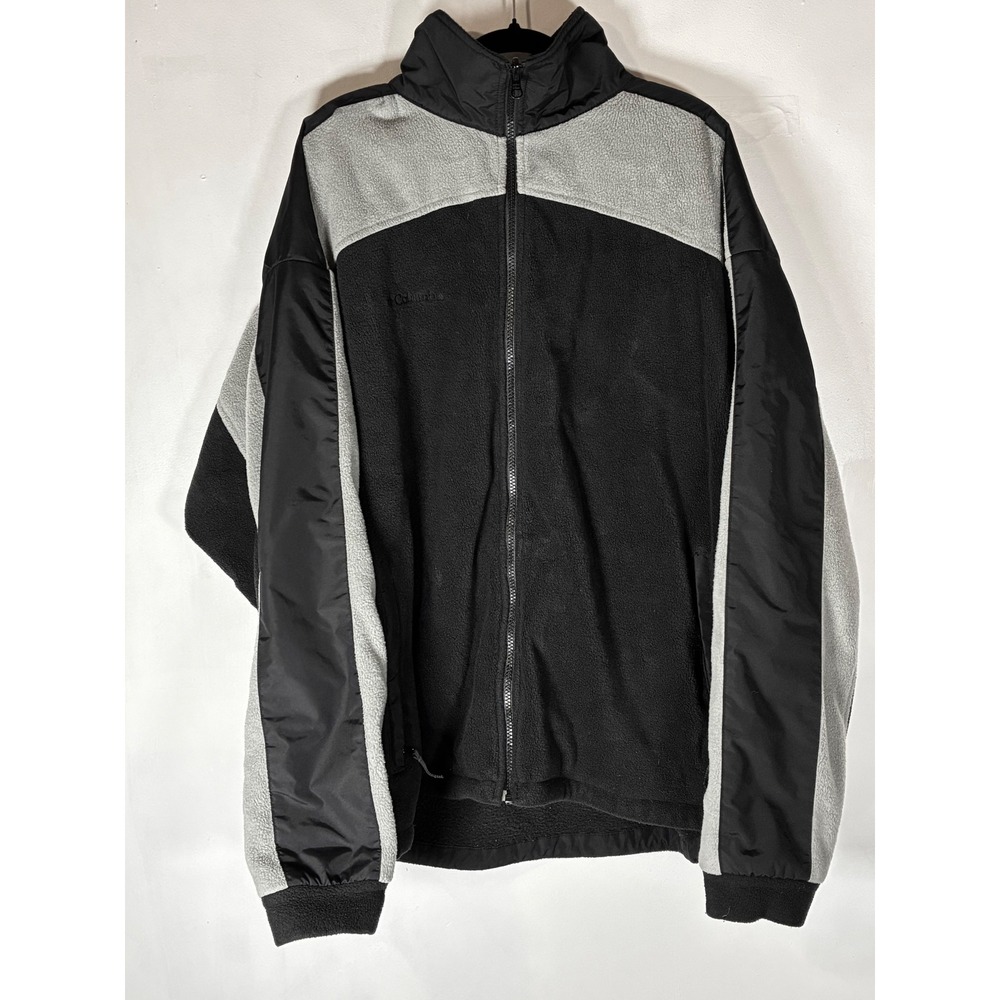 Columbia Men's XLT Tall Fleece Jacket Black Gray Mixed Media Full Zip Outdoor